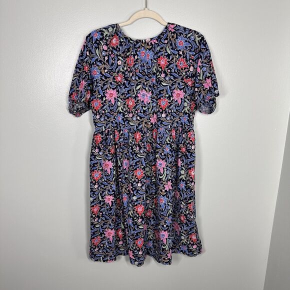 Loft L Tall Spring Bloom Button Swing Dress Lightweight Floral Vacation Resort - Picture 6 of 6